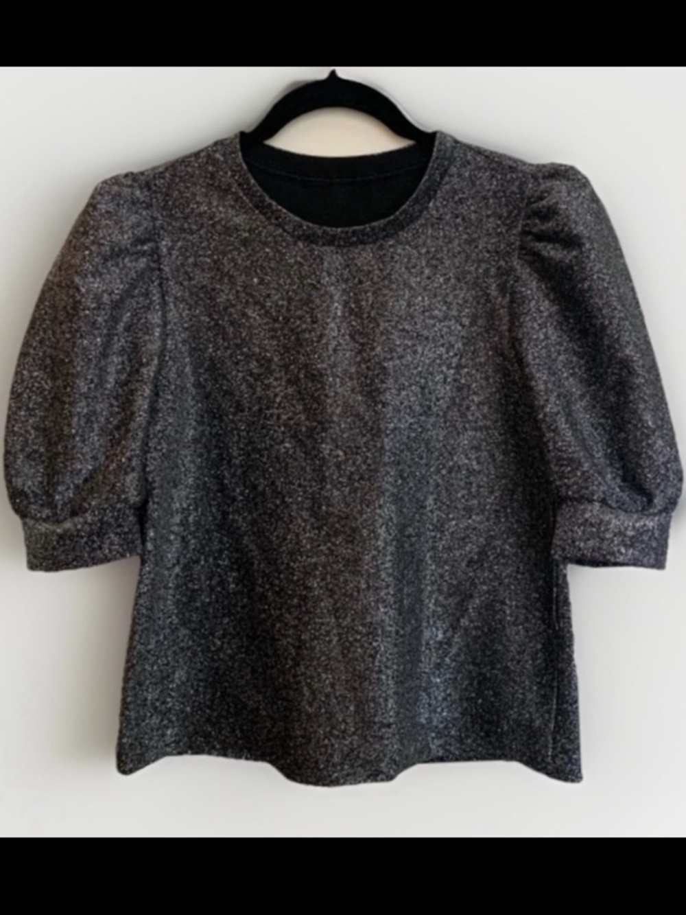 Puff Sleeves Black Silver Shirt